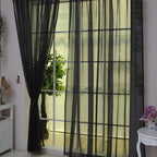 Solid Color Glass Mesh Curtains Transparent Color Ready-made Curtain Punch-free
