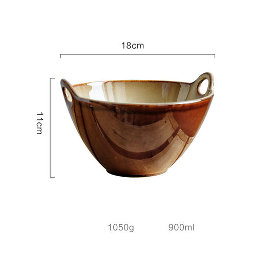 Japanese Ceramic Creative Binaural Noodle Soup Trumpet Bowl