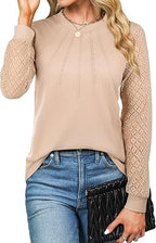 Casual Autumn Knitted Shirt Women's Lace