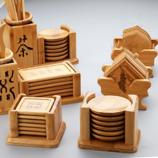 Set Chinese Bamboo Kung Fu Tea Coaster