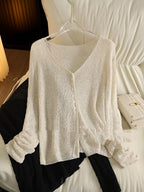 Hul letvægts solbeskyttelses sjal sommer cardigan kort frakke sweater