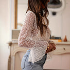 Women's Fashion Lace Hollow-out Long-sleeved T-shirt