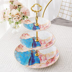Bone China Double Dessert Plate Afternoon Tea Snack Stand