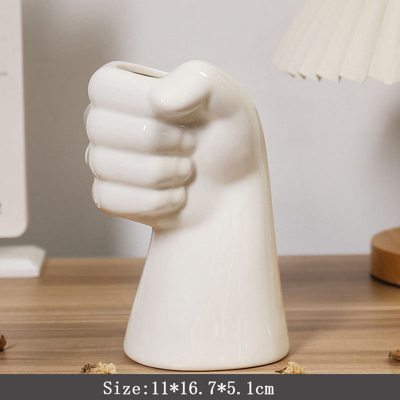 Vaso Ceramico Nordico Artigianale Vaso Creativo a Gesto Soggiorno Semplice Composizione Floreale Vaso a Zampa di Gatto