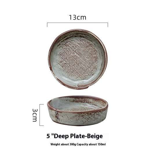Retro Ceramic Deep Plates Creative Household Plate