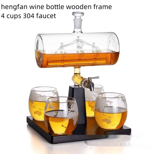 Whiskey Wine Set Suit Vodka Wine Cabinet Wooden Frame Horizontal Sail Wine Bottle Wine Sleeve Suit
