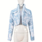 Quilted Scarf Stand Collar Pocket Long Sleeve Blooming Color Matching Short Cotton-padded Coat Coat For Women
