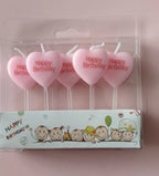 Love-shaped Happy Birthday Cake Decorated With Candles