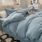 Four-piece Bed Set Solid Color Sanding Washed Cotton Duvet Cover