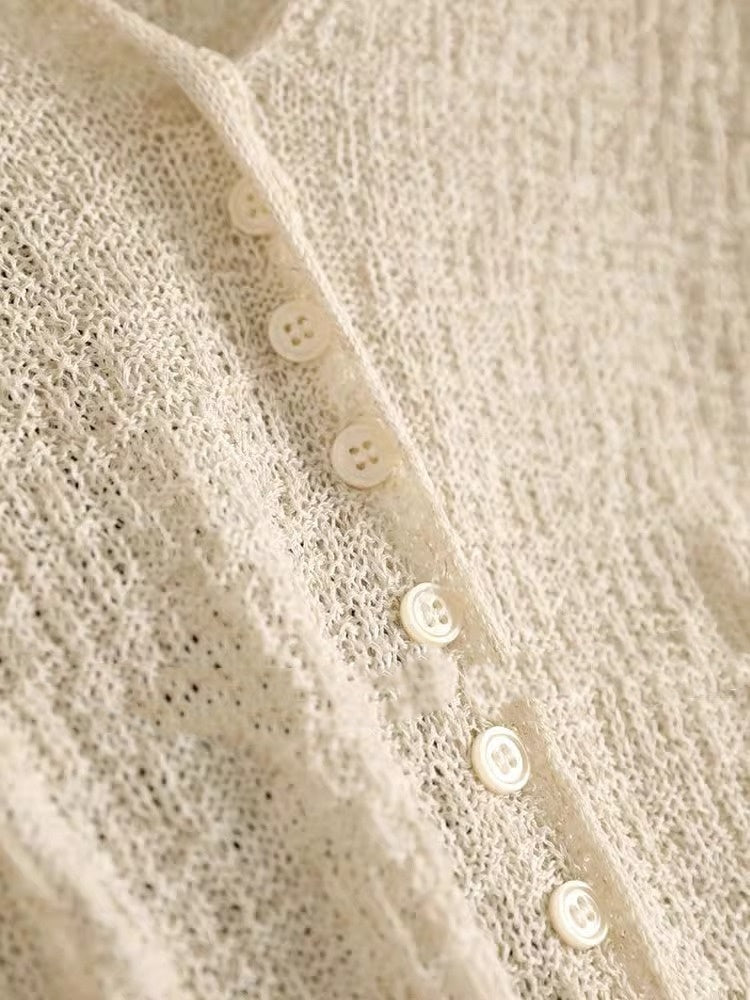 Hul letvægts solbeskyttelses sjal sommer cardigan kort frakke sweater