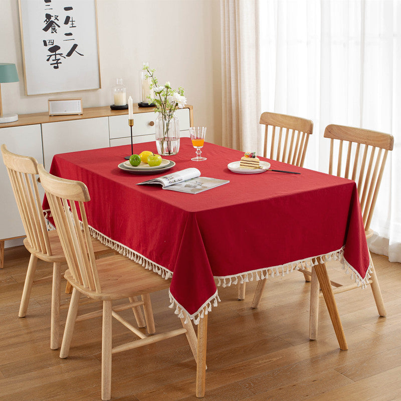 All Cotton Washed Cotton Tassel Coffee Table Cloth Table Cloth