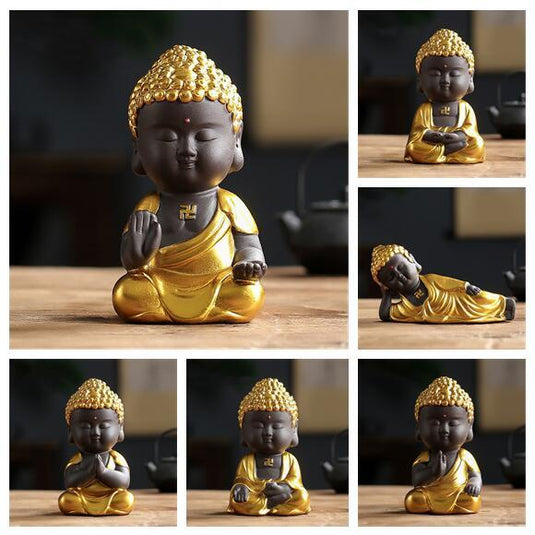 New Zisha Small Tathagata Buddha Statue Zen Car Ornament