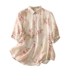Real Shot Summer New Artistic Vintage Cotton And Linen Tops