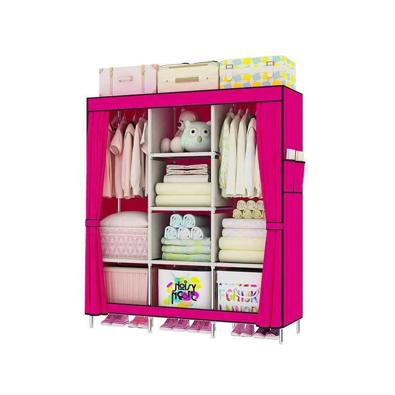 Metal Combination Simple Wardrobe Rental Room Steel Pipe Assembly Clothes Household Bedroom