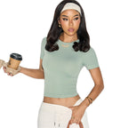 Round Neck Short Sleeve Waist-controlled Sports T-shirt