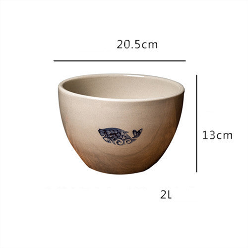 Japanese Style Stoneware Deep Bowl Chicken Pot Ceramic Soup Pot