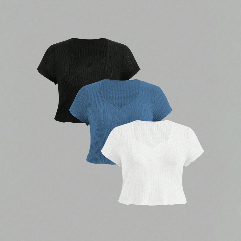 Breathable Slim Temperament Solid Color T-shirt Top