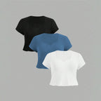 Breathable Slim Temperament Solid Color T-shirt Top
