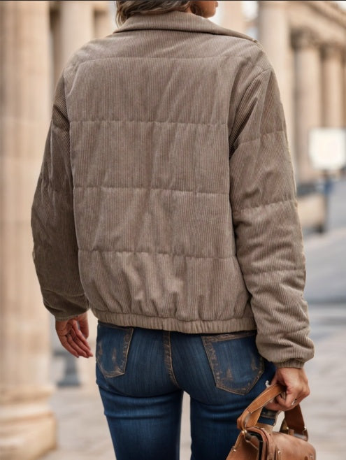 Zip Up Snap Button Padded Padded Coat Clothes Winter - Grand Goldman