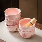 Flower Pattern Tea Whisk Benli Tea Bowl Set