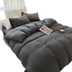 Four-piece Bed Set Solid Color Sanding Washed Cotton Duvet Cover