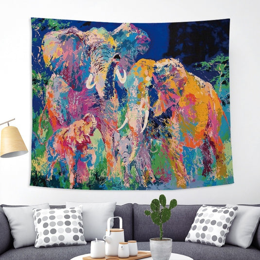 Colorful Elephant Peach Skin Tapestry Fabric Wall Decoration Hanging Cloth