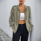 Idle Style Hooded Striped Women's Casual Jacket