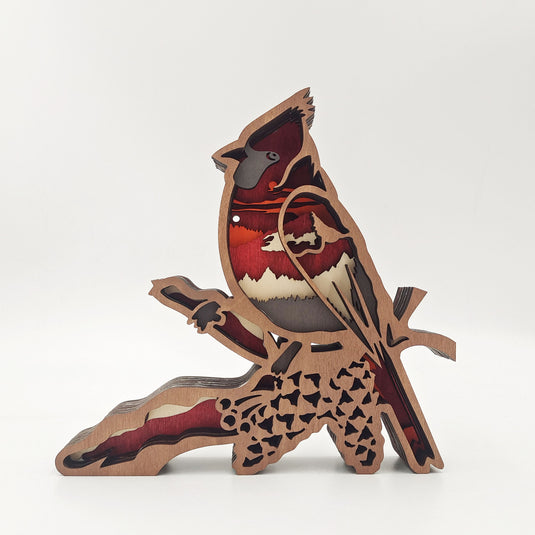 Creative Red Parrot Hummingbird Snow Dog Wood Carving
