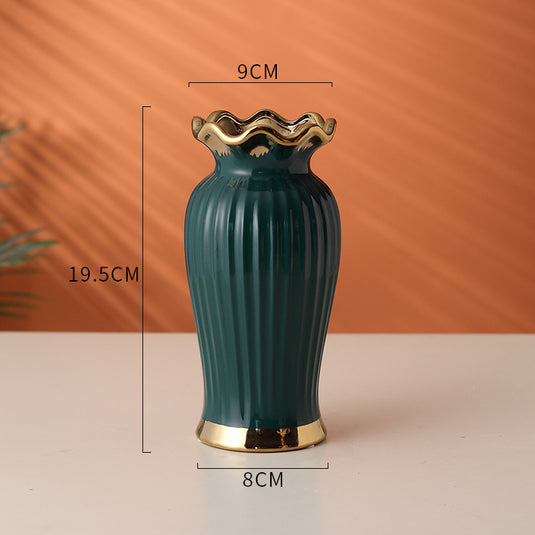 Keramisk Vase Anker Guld Lotus Blad