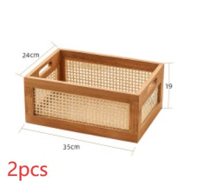 Retro Solid Wood Storage Basket Bamboo Storage Box