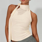 Women's Polka Dot Halter Ribbon Shoulder Backless Wild Vest