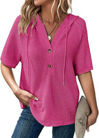 T-shirt à manches courtes en tricot gaufré d'été pour femmes