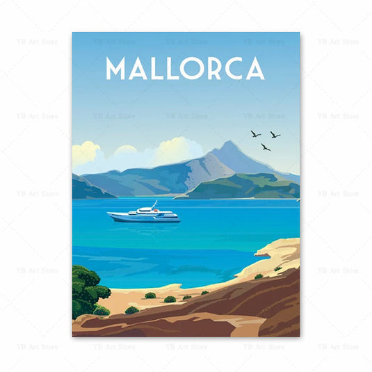 Affiche de voyage sur la côte amalfitaine, espagne, turquie, hawaï, grèce, peinture sur toile d'art mural, décor de maison