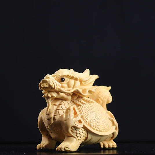 Dragon Tortoise Handle Pieces Of Wood Carving Ornaments