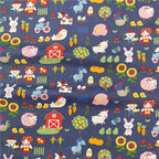 Cartoon Farm Animals Cotton Fabric Twill