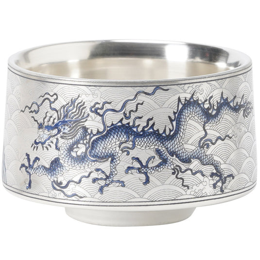 SILVER FANG Dragon High-grade Ceramic Bowl  Artistic Tea / Coffee Cup Drinkware