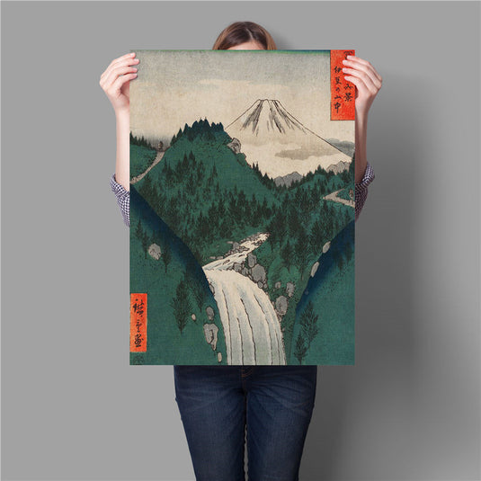Vintage Japanese Samurai Landscape Geisha Wall Art Canvas Print Retro Frameless Poster for Living Room Decor