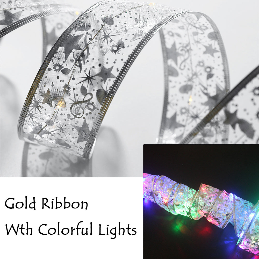 6LED Lights Gilding Double Ribbons Gilding Double Ribbons Christmas Tree Double Ribbons