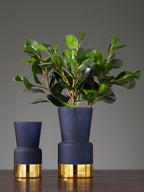 Nordic Light Luxury Frosted Gold Edge Glass Bottle Vase Decoration