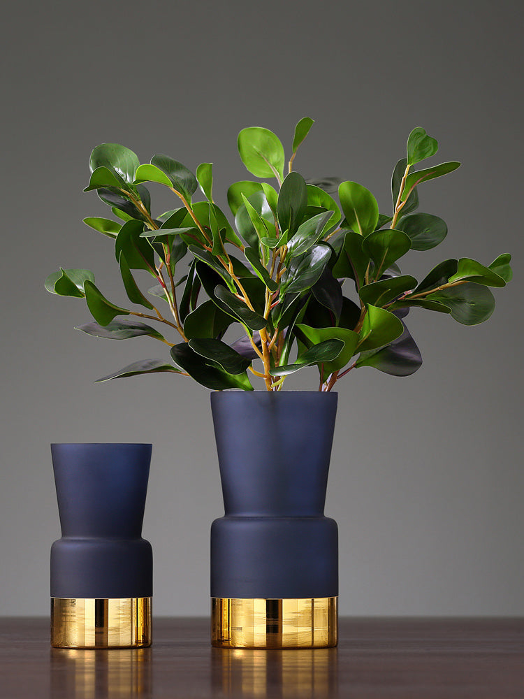 Nordic Light Luxury Frosted Gold Edge Glass Bottle Vase Decoration