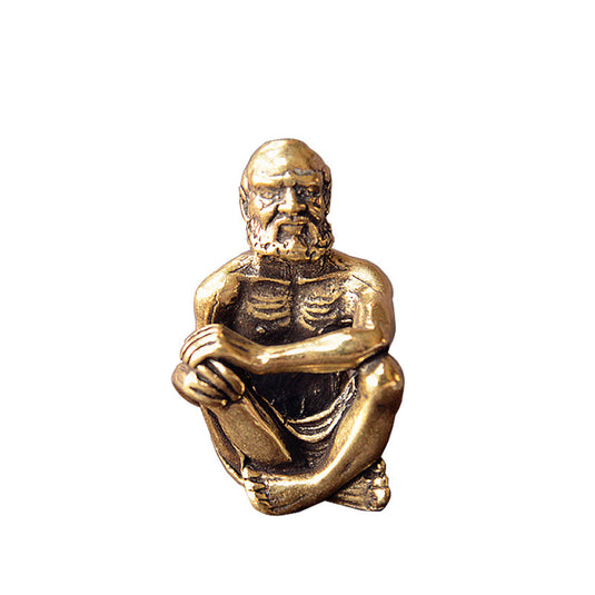 Brass Sitting Bitter Monk Bodhidharma Buddha Statue Ornament