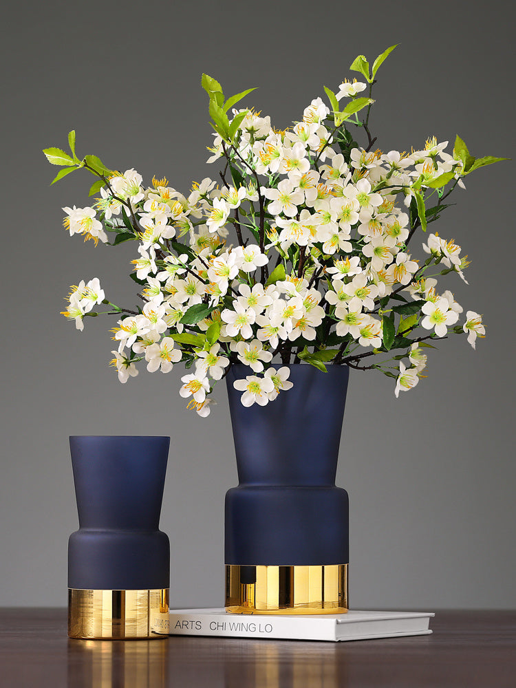 Nordic Light Luxury Frosted Gold Edge Glass Bottle Vase Decoration