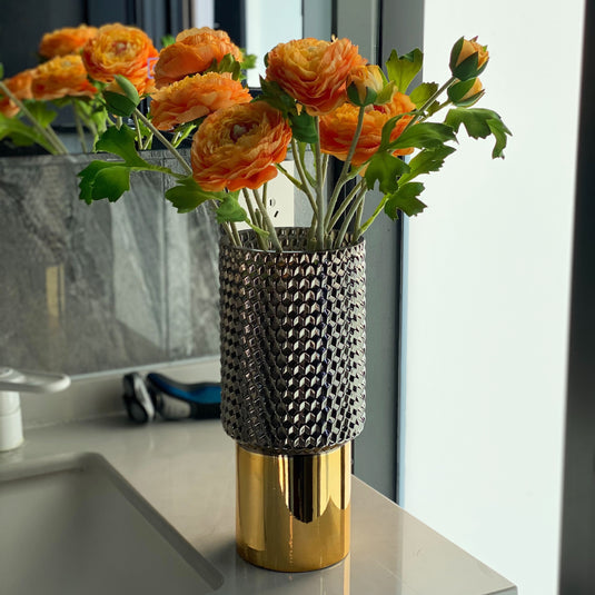European Style Light Luxury Electroplated Golden Glass Vase Decoration