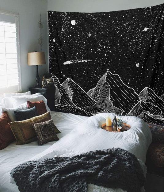 Home Decorative Wall Hangings Star Black And White Art Tapestry