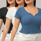 Breathable Slim Temperament Solid Color T-shirt Top
