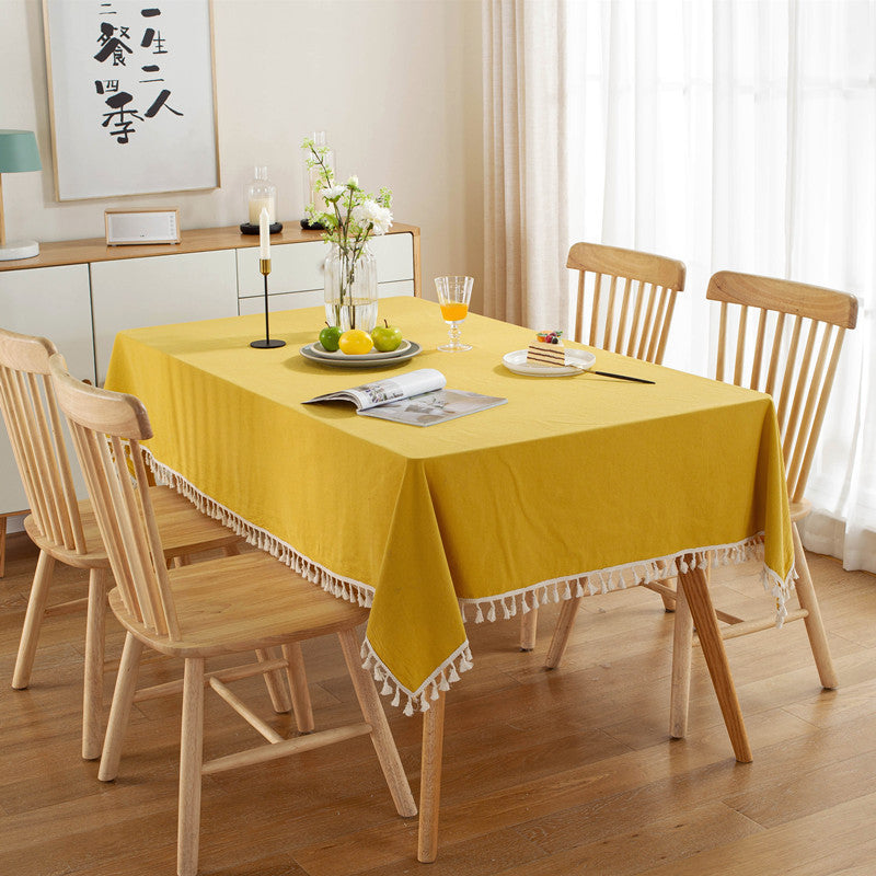 All Cotton Washed Cotton Tassel Coffee Table Cloth Table Cloth