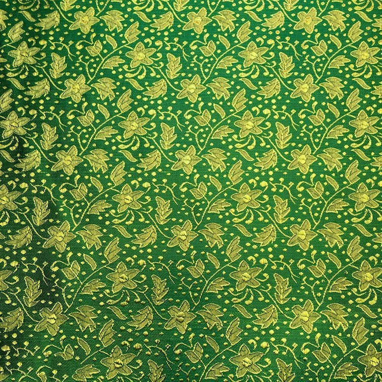 Green Gold Thread Pentagram Jacquard Fabric