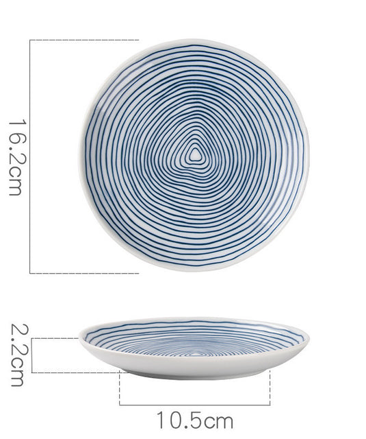 Creative Annual Ring Line Ceramic Dinner Plate Set