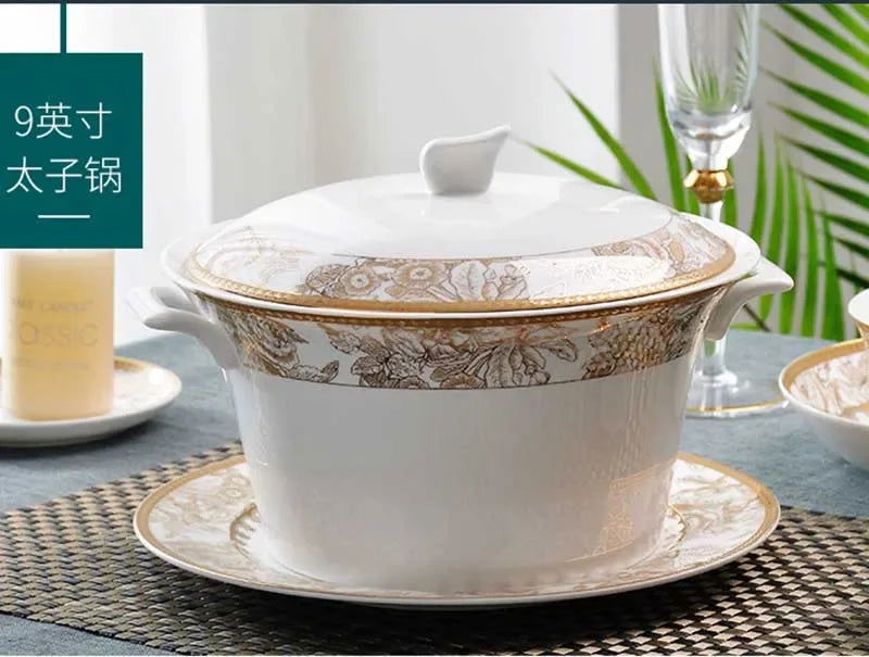 ceramic kitchen ware bone china dinner plate set porcelain tableware porcelain crockery dinnerware sets - Grand Goldman