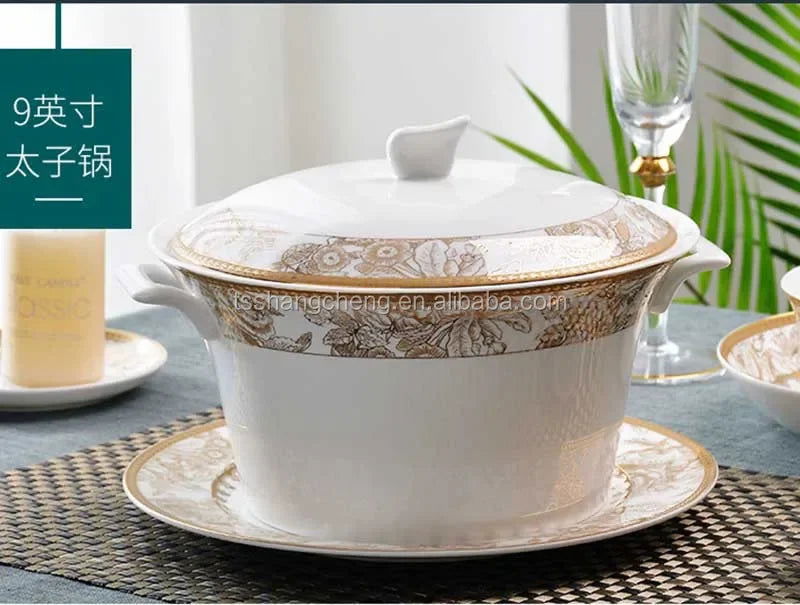 ceramic kitchen ware bone china dinner plate set porcelain tableware porcelain crockery dinnerware sets - Grand Goldman